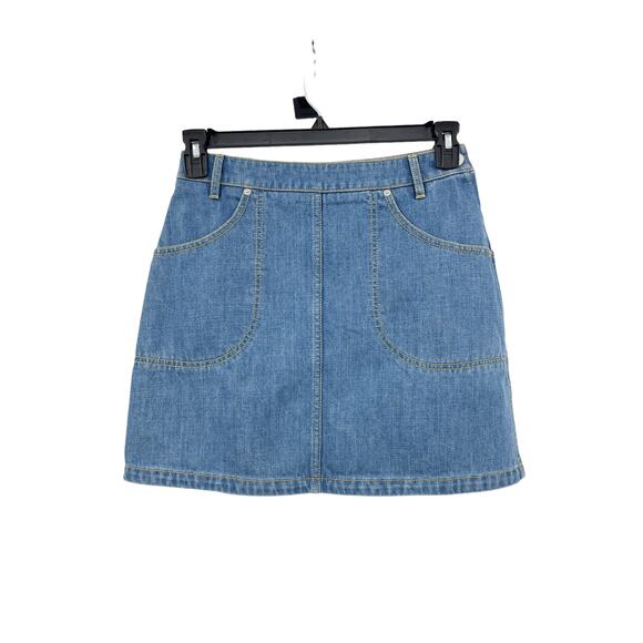 KENZO Skirt Womens 38 US 6 Denim Mini Short A Line Front Pockets Blue NWT - Picture 1 of 7